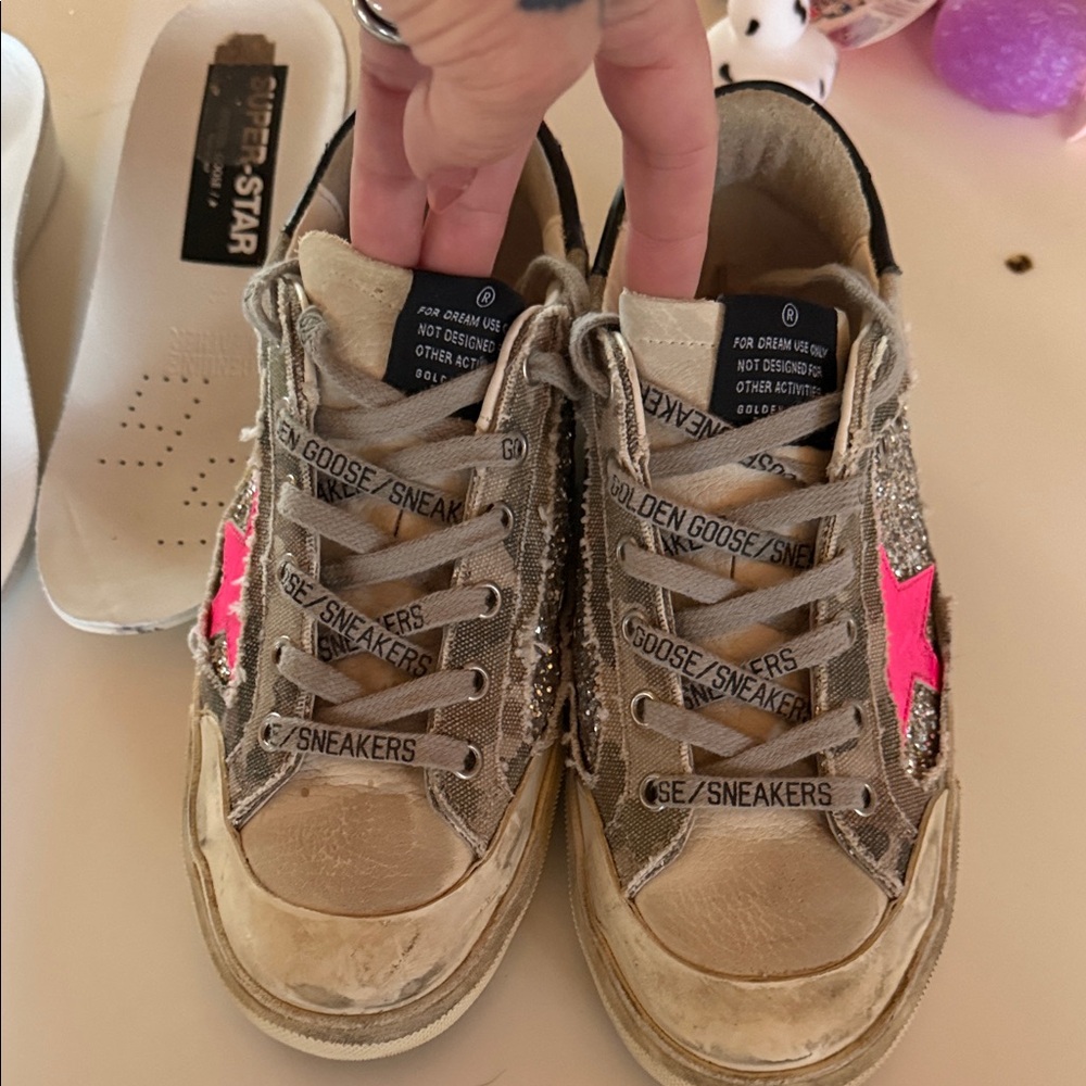 Golden Goose Kids Sneakers - Pink Star and Silver Glitter
